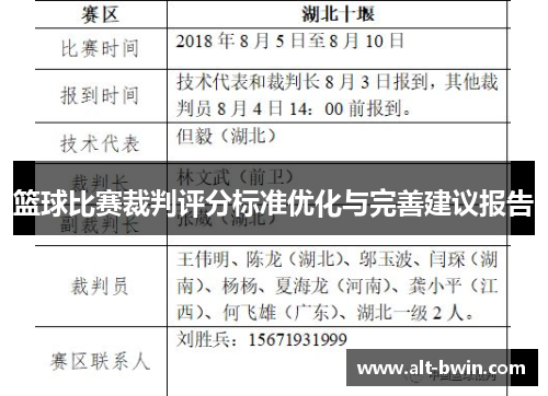 篮球比赛裁判评分标准优化与完善建议报告