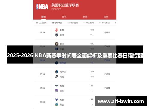 2025-2026 NBA新赛季时间表全面解析及重要比赛日程提醒